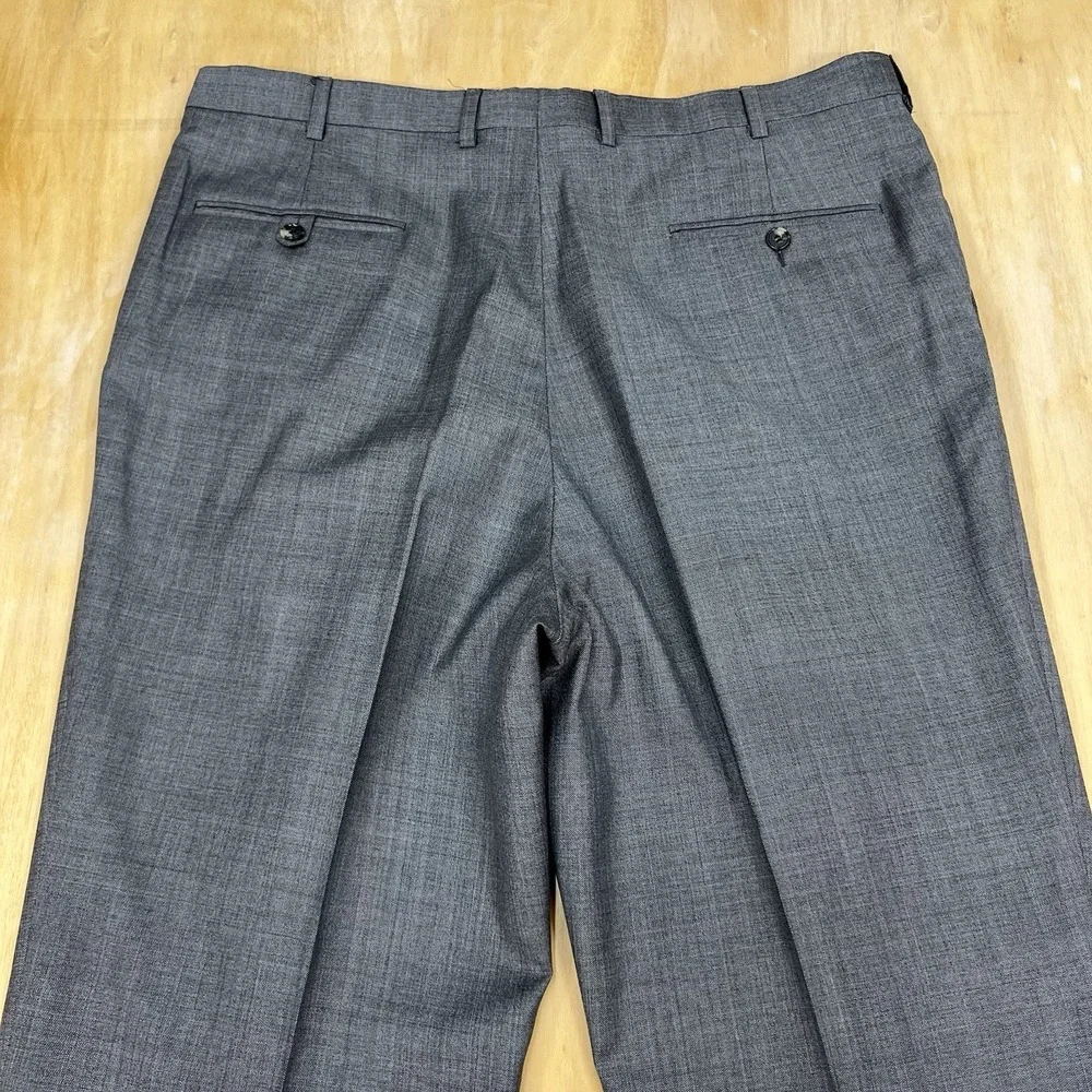 Hickey Freeman Custom Suit Mens 48L Tailored Fit Cuffed Pleated Pants 37x33 Gray